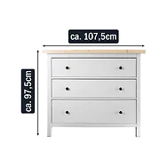 Deckplatte f&uuml;r Hemnes-Kommode, 1075mm x 508mm x 20mm (Plattenma&szlig;) | Auflagepl...