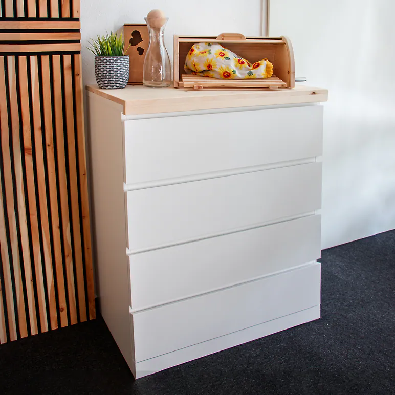 Deckplatte für Malm-Kommode, 802mm x 498mm x 19mm (Plattenmaß) | Auflageplatte für IKEA-Regal