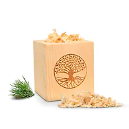 ZirbenW&uuml;rfel | Baum des Lebens | 7x7x8cm + 10g Zirbensp&auml;ne + Bio Zirben&ouml;l (10ml)