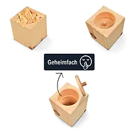 ZirbenW&uuml;rfel mit Geheimfach | 7x7x8cm + 10g Zirbensp&auml;ne