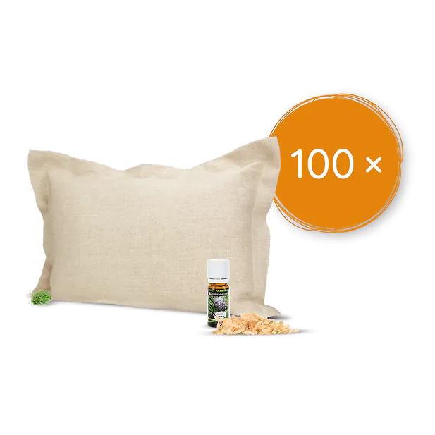 100 Stk. Zirbenkissen (22x34cm) + Bio Zirben&ouml;l (10ml)