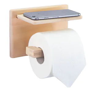 ZIRBELINO&reg; Toilettenpapierhalter aus Zirbenholz, ohne Bohren | selbstklebende...
