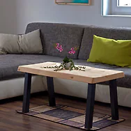 Zirbelino&reg; Couchtisch aus Zirbe mit LEGS (96&deg;) | 2-teilig (Tischplatte + 4x L...