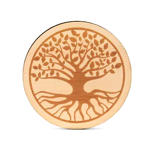 Zirbenholz Untersetzer | Baum des Lebens | 9cm ⌀ Holzuntersetzer f&uuml;r Gl&auml;ser &...