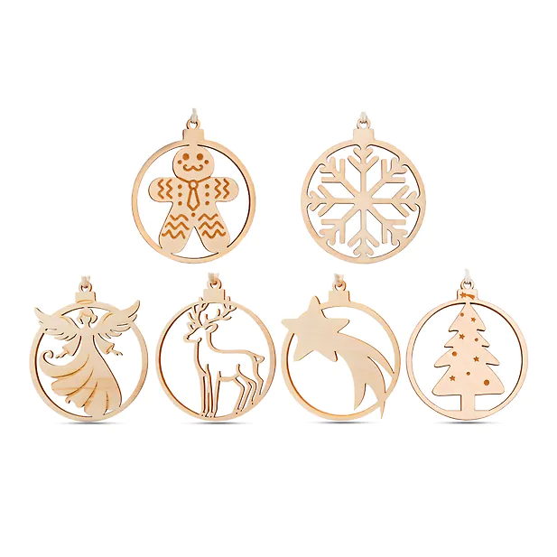 Weihnachtsschmuck 6er-Set | 1x Christbaum, 1x Engel, 1x Sternschnuppe, 1xRent...