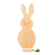 Zirbelino&reg; Deko Osterhase f&uuml;r Ostern | aus Zirbenholz | ca. 40x16cm mit Socke...