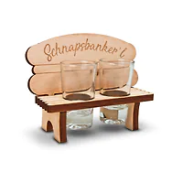 Schnapsbankerl f&uuml;r Zwei inkl. 2 St&uuml;ck Schnapsgl&auml;ser | ca. 13cm x 10,5cm x 7cm 