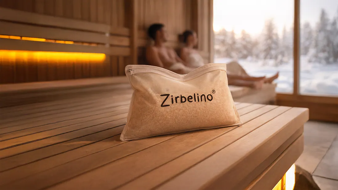 ZIRBELINO&reg; SAUNA-Zirbenkissen 20x30cm mit Henkel | SPEZIAL-F&Uuml;LLUNG mit extrem harzreichen Zirbensp&auml;nen | Intensiv-Duft f&uuml;r Badezimmer, Kleiderschrank, Sauna