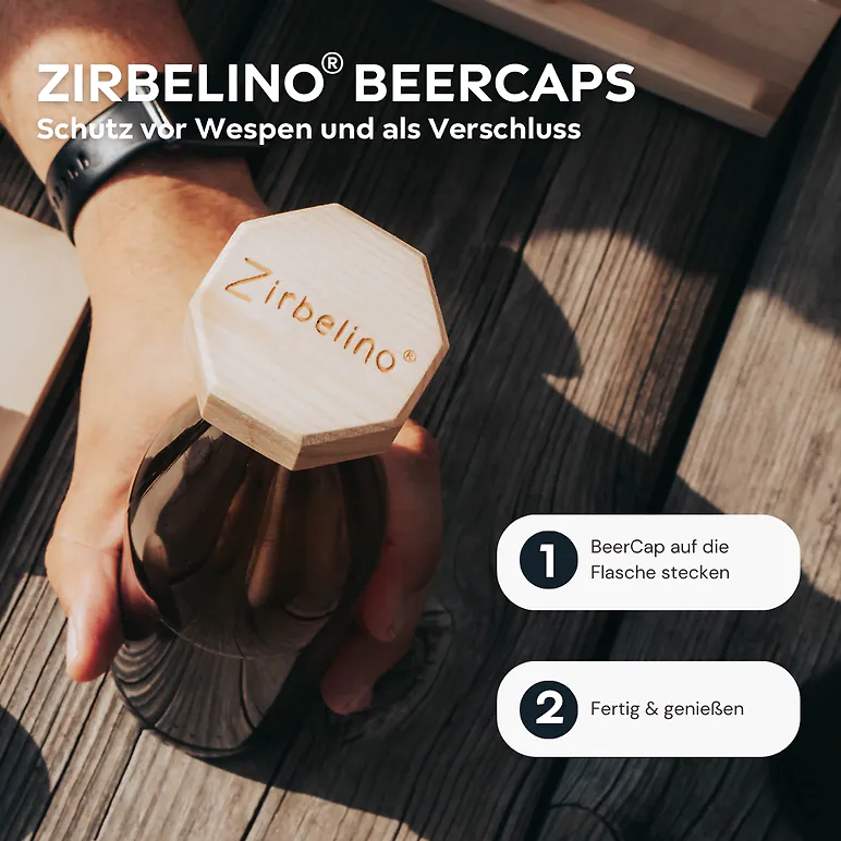 Zirbelino® BeerCap | Achtkant | ORIGINAL Wespenschutz für Bierflaschen mit CC26 Öffnung (Standard 0,5 L)