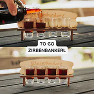 Schnapsbankerl f&uuml;r Vier inkl. 4 St&uuml;ck Schnapsgl&auml;ser | ca. 22cm x 10,5cm x 7cm 