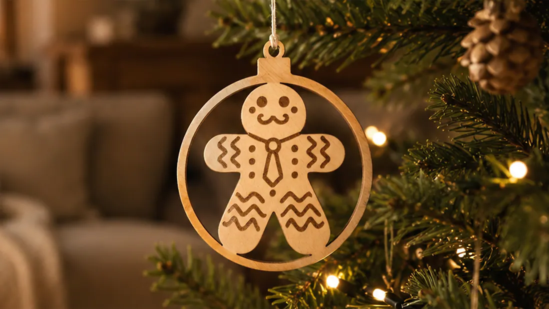 3 Stk. Lebkuchenmann Weihnachtsschmuck, Baumschmuck aus Zirbe für Weihnachten