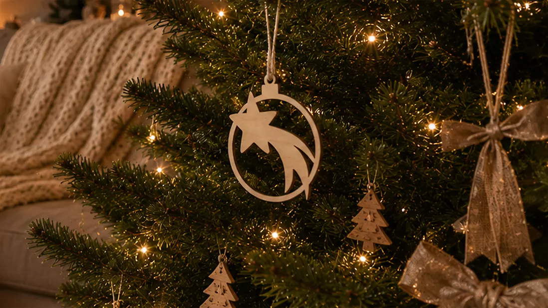 3 Stk. Sternschnuppe Weihnachtsschmuck, Baumschmuck aus Zirbe für Weihnachten