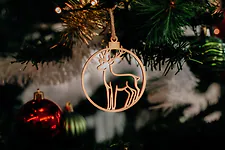 3 Stk. Rentier Weihnachtsschmuck, Baumschmuck aus Zirbe f&uuml;r Weihnachten
