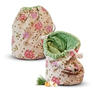Zirbenbrotbeutel "Gr&uuml;n mit Bl&uuml;mchen" aus Leinen - ca. 32cm hoch, Du...