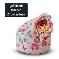 Zirbenbrotbeutel "Schmetterling & Bl&uuml;mchen" aus Leinen - ca. 32...