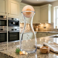 Zirbenkugel (7cm) "Blume des Lebens" + Wasserkaraffe Misura (1 Liter)