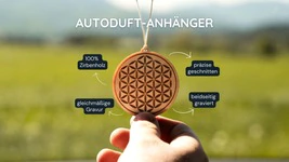 Zirbenholz Autoduft-Anh&auml;nger | 6cm | "Blume des Lebens" - zweiseiti...