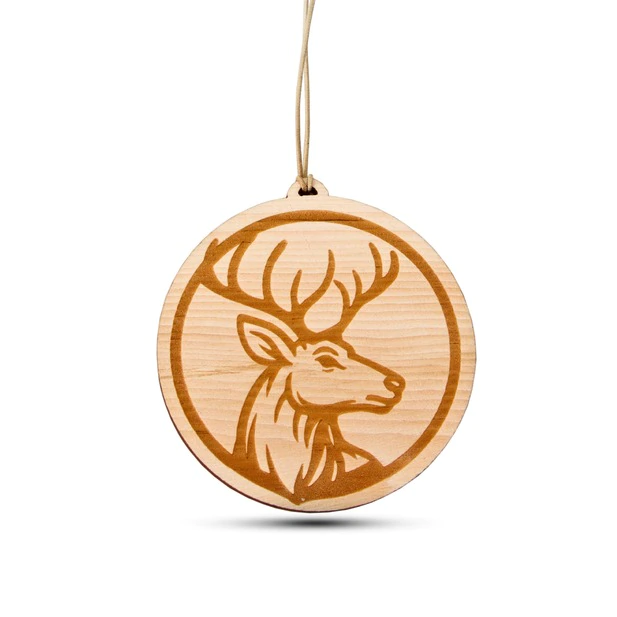 Zirbenholz Autoduft-Anh&auml;nger | 6cm | "Hirsch" - zweiseitig graviert