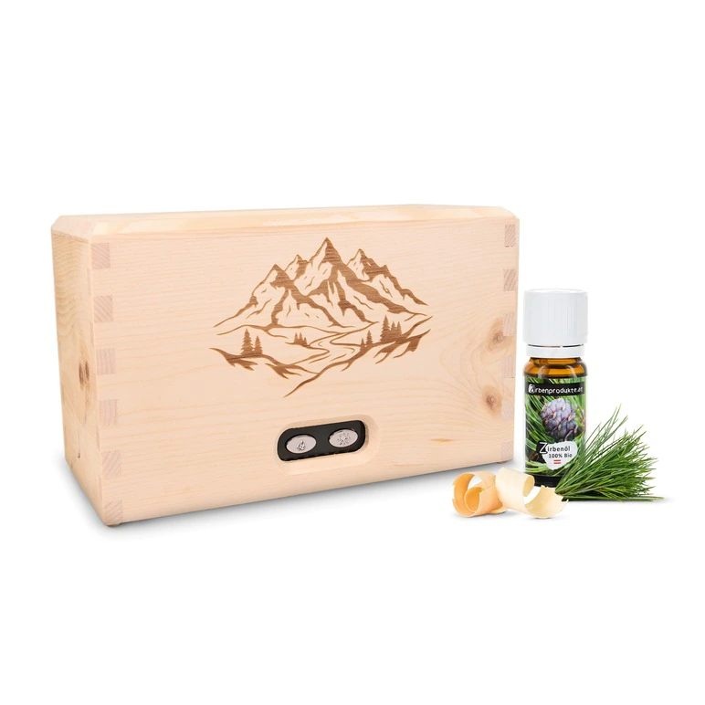 ZirbenDiffuser "KLASSIK" mit der Gravur "Alpenlandschaft"...