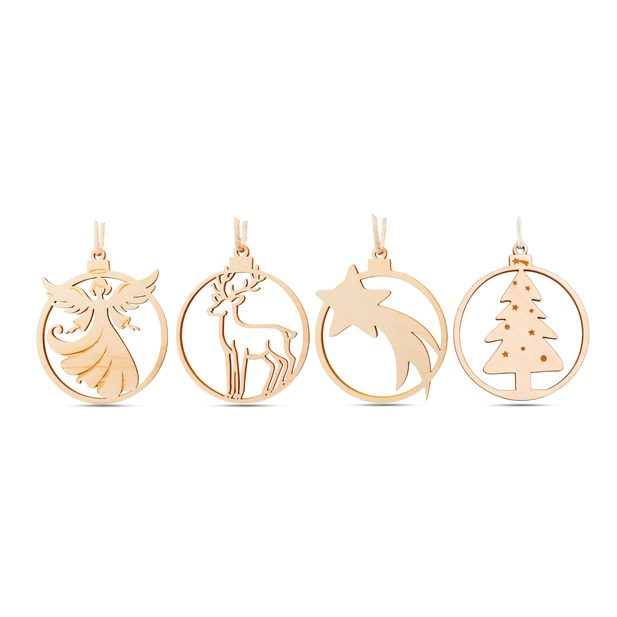 Weihnachtsschmuck 4er-Set | 1x Christbaum, 1x Engel, 1x Sternschnuppe, 1xRent...