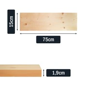 Zirbenholzbrett | 75cm | Massivholz Zirbe | 75 x 15 x 1,9cm (LxBxH) | bereits...