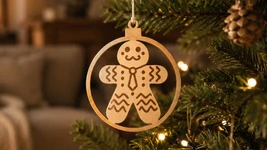 3 Stk. Lebkuchenmann Weihnachtsschmuck, Baumschmuck aus Zirbe f&uuml;r Weihnachten