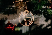 3 Stk. Rentier Weihnachtsschmuck, Baumschmuck aus Zirbe f&uuml;r Weihnachten