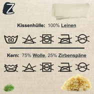 Zirbenschlafkissen 30x40cm, Zirbensp&auml;ne + Schafwolle gemischt | Au&szlig;enbezug: L...
